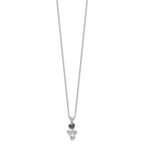 White Night Sterling Silver Rhodium-plated White and Black Diamond Heart 18 Inch Necklace with 2 Inch Extender