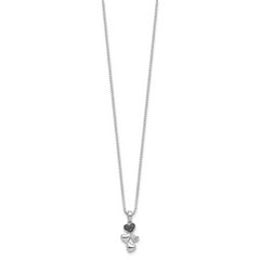 White Night Sterling Silver Rhodium-plated White and Black Diamond Heart 18 Inch Necklace with 2 Inch Extender