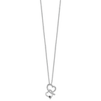 White Night Sterling Silver Rhodium-plated Black and White Diamond Double Heart 18 Inch Necklace with 2 Inch Extender