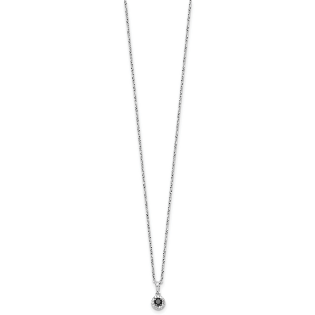 Sterling Silver Rhodium-Plated Diamond Circle Pendant Necklace Elegant Gift Ready