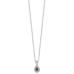 White Night Sterling Silver Rhodium-plated Black with White Diamond Double Teardrop 18 Inch Necklace with 2 Inch Extender