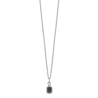 White Night Sterling Silver Rhodium-plated Black and White Diamond Rectangle Pendant 18 Inch Necklace with 2 Inch Extender