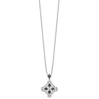White Night Sterling Silver Rhodium-plated Black and White Diamond 18 Inch Necklace with 2 Inch Extender