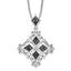White Night Sterling Silver Rhodium-plated Black and White Diamond 18 Inch Necklace with 2 Inch Extender