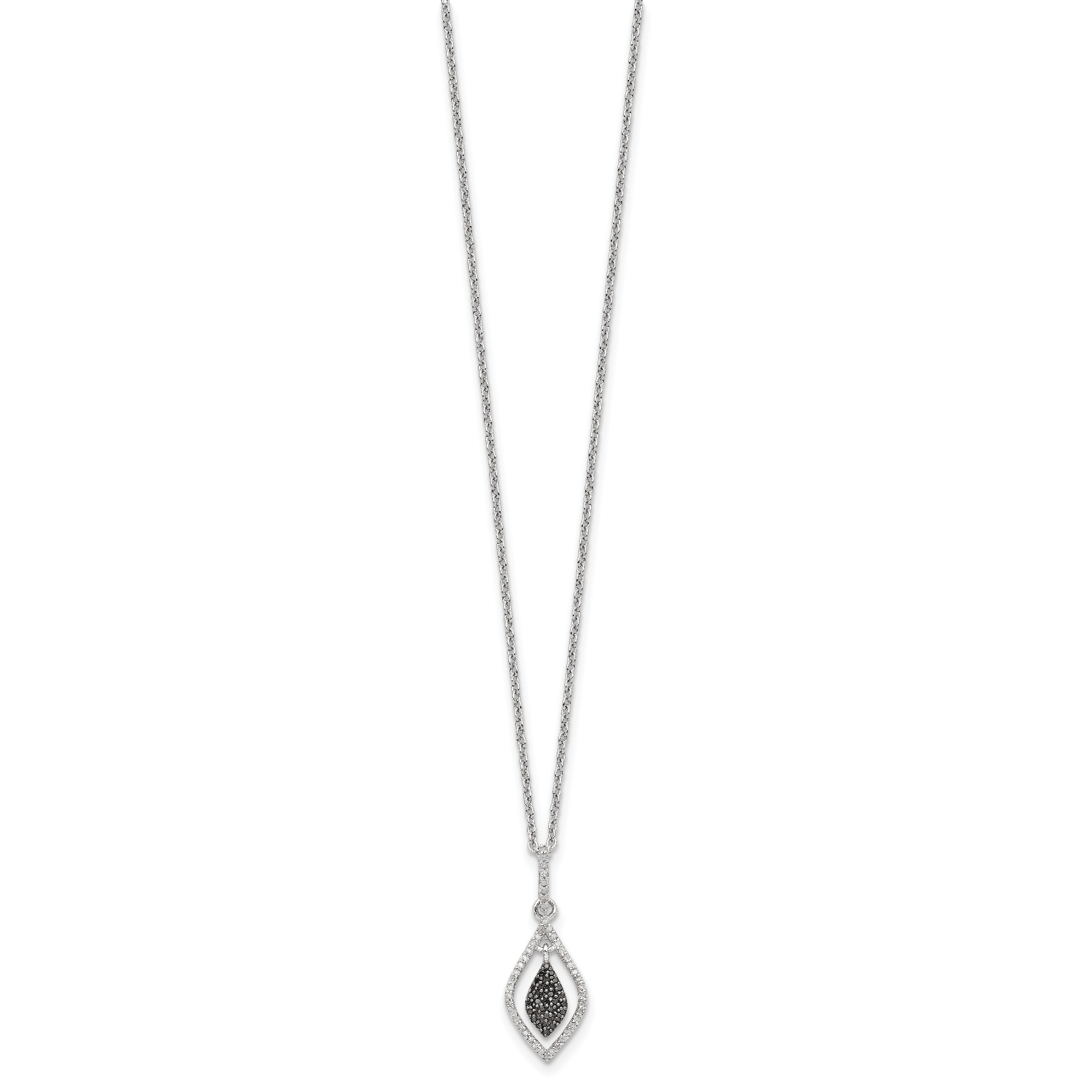 White Night Sterling Silver Rhodium-plated Black and White Diamond 18 Inch Necklace with 2 Inch Extender Secondary image