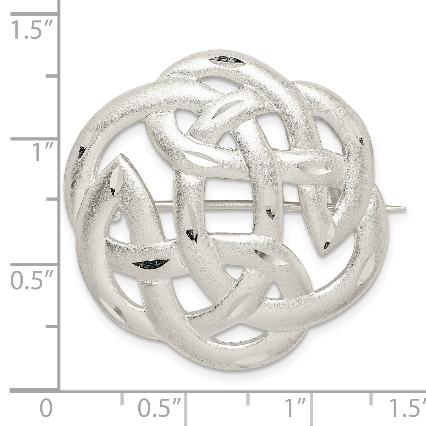 925 Sterling Silver Celtic Knot Pin with Diamond-Cut Satin Finish