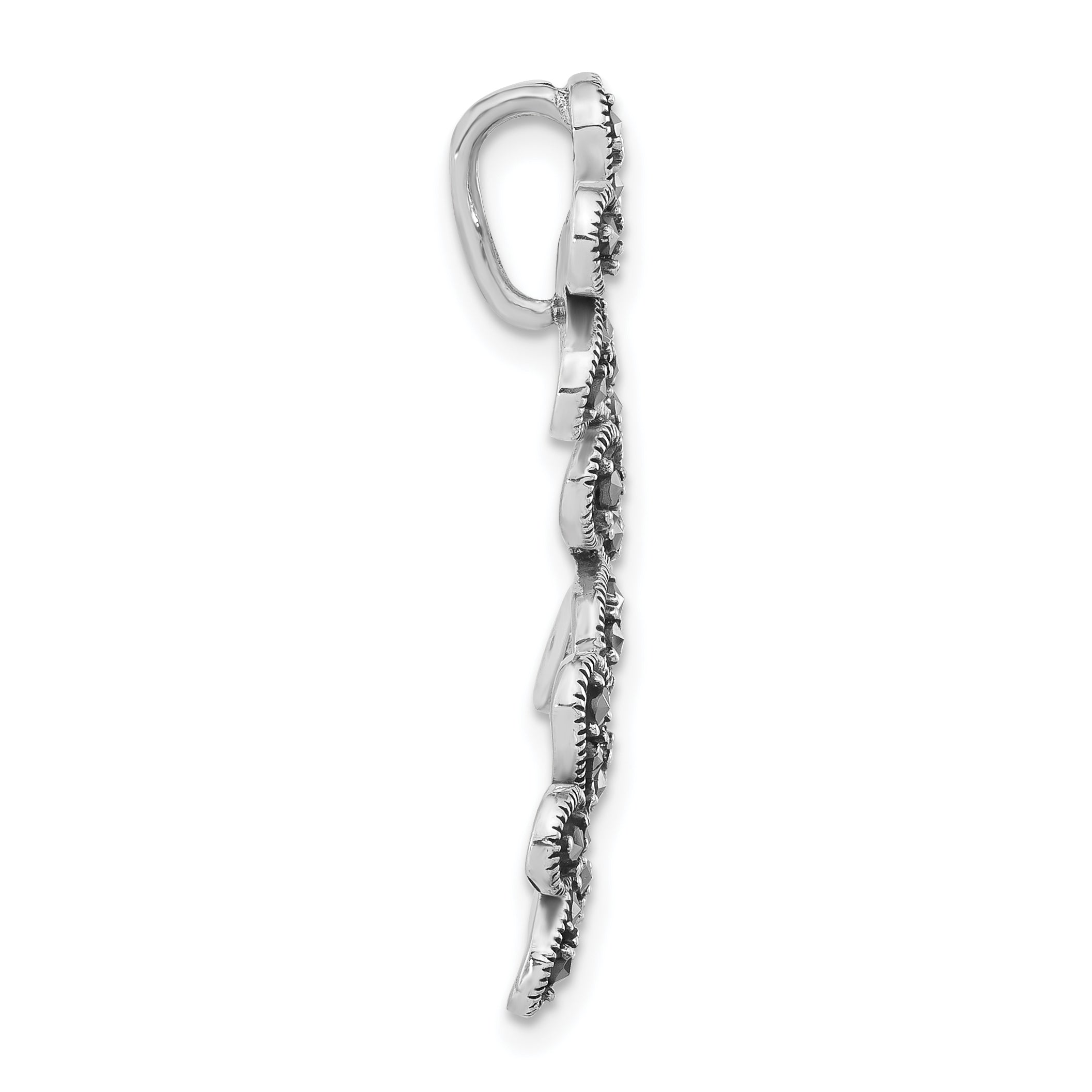 Sterling Silver Marcasite Flower Pendant Secondary image