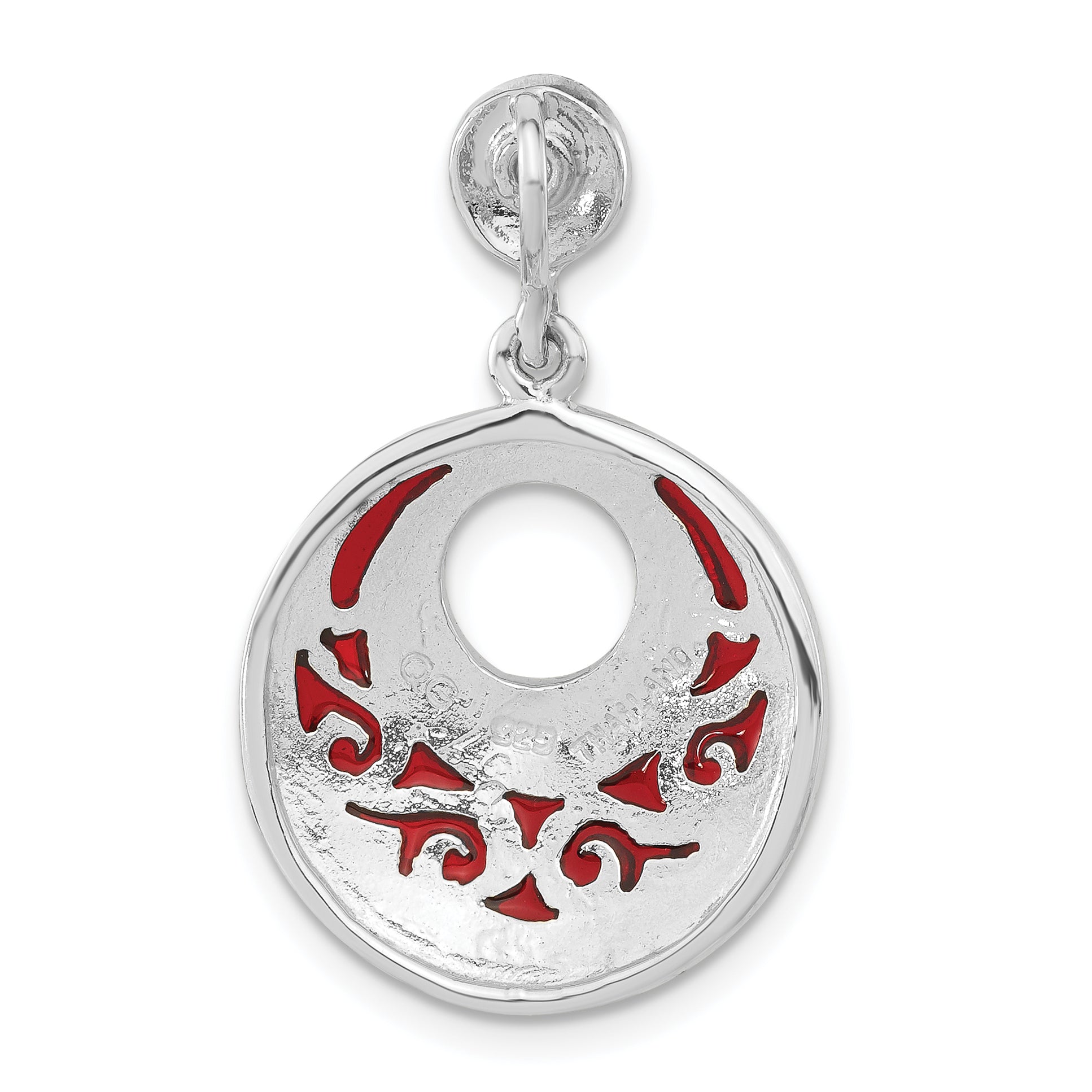 Sterling Silver Marcasite & Red Epoxy Pendant