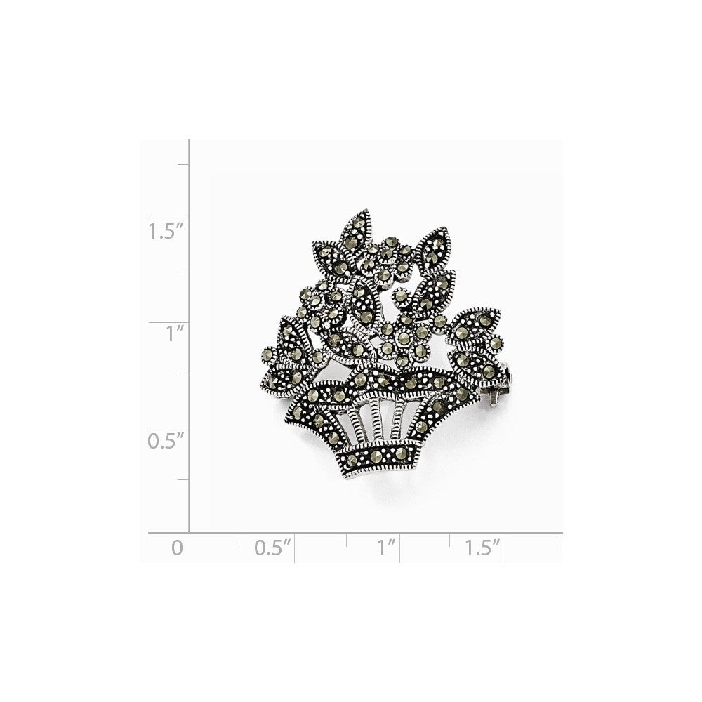 Sterling Silver Marcasite Flower Pin