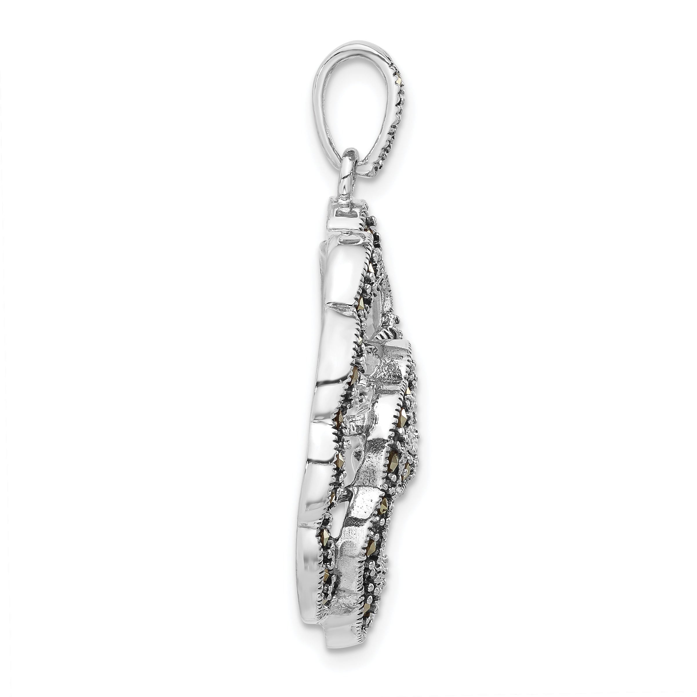 Sterling Silver Marcasite Floral Pendant