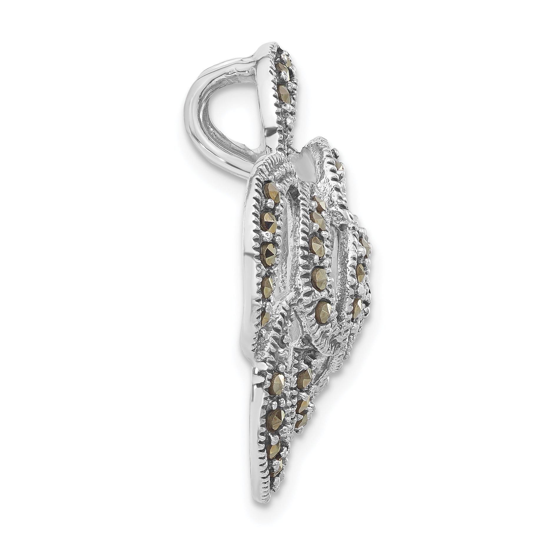 Sterling Silver Marcasite Flower Pendant Secondary image