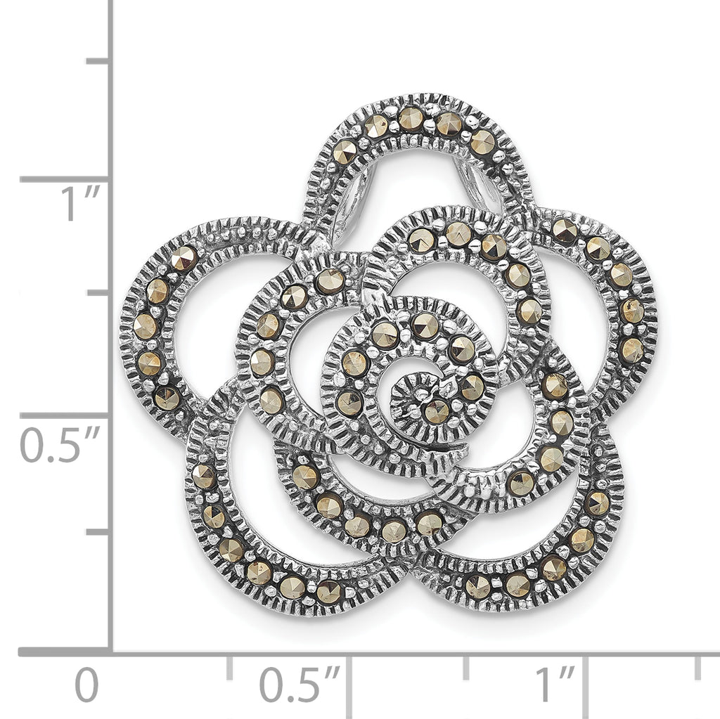 Sterling Silver Marcasite Flower Pendant