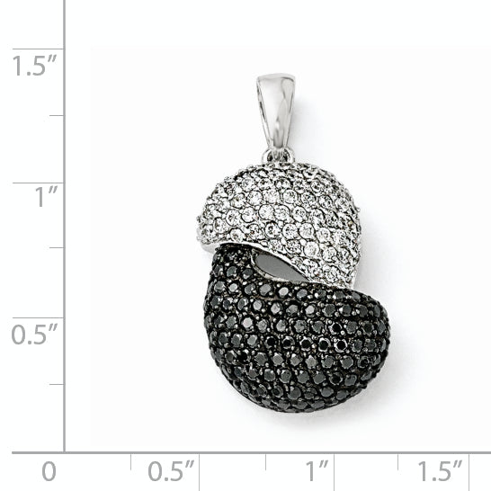 Sterling Silver & Black Rhodium Black & White CZ Pendant Secondary image