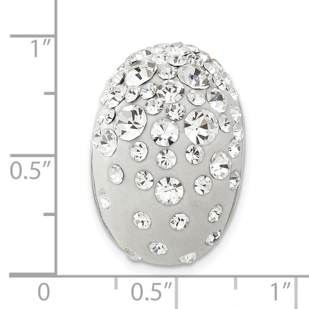Sterling Silver Rhodium White Clay & Preciosa Crystal Chain Slide Pendant