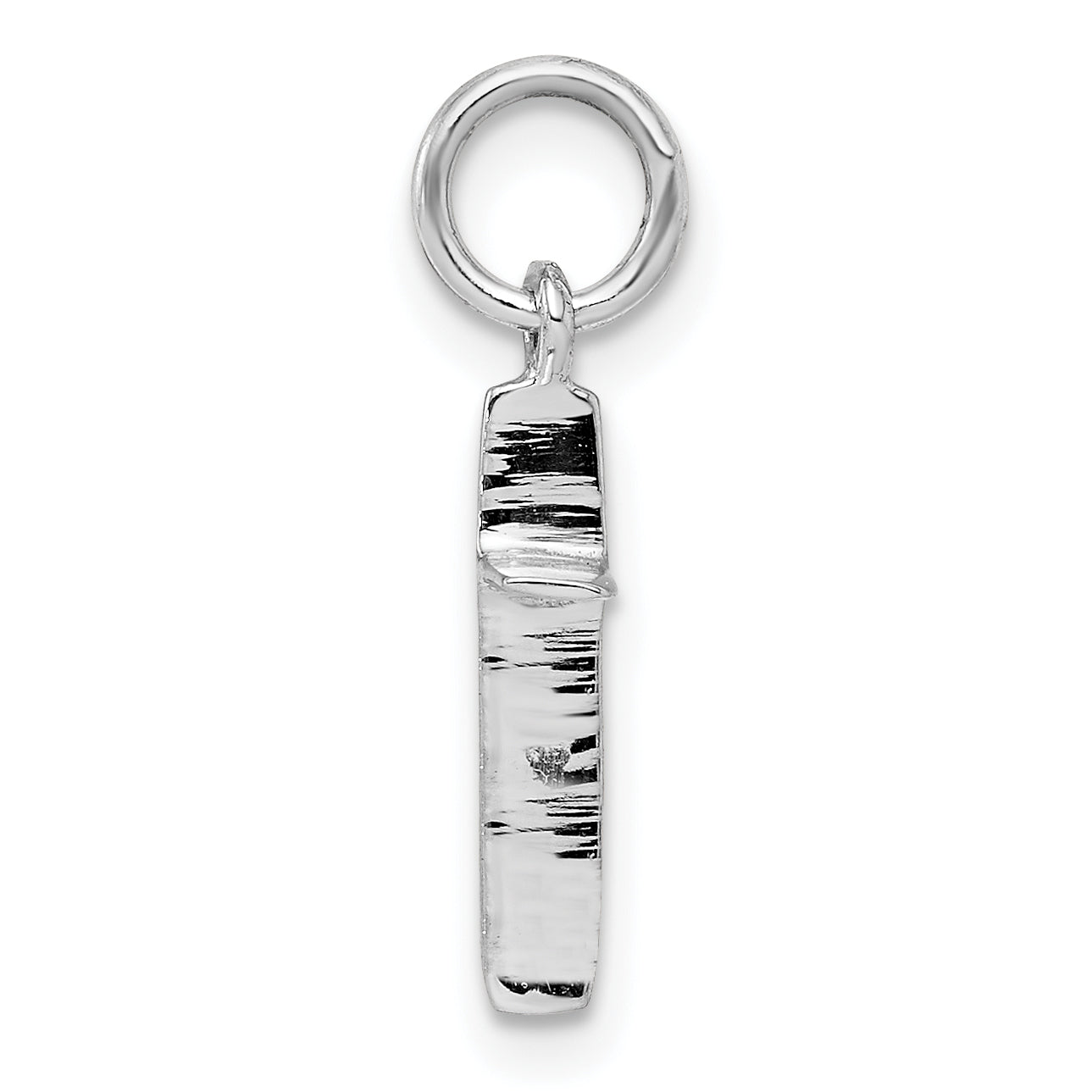 Sterling Silver RH Plated Child's Polished Cross Pendant Secondary image