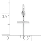 Sterling Silver RH Plated Child's Polished Cross Pendant