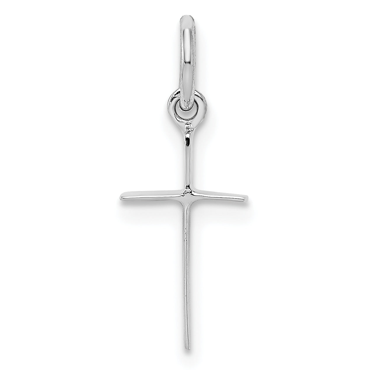 Sterling Silver RH Plated Child's Polished Cross Pendant Main image