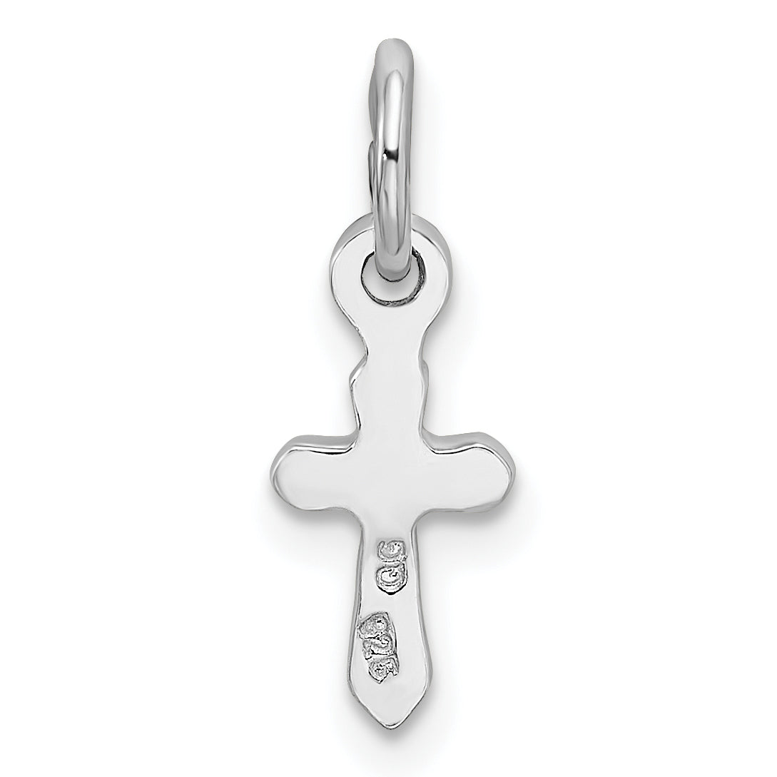 Sterling Silver RH Plated Child's Preciosca Crystal Apr Cross Pendant