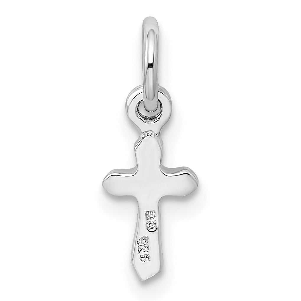 Sterling Silver RH Plated Child's Preciosca Crystal Aug Cross Pendant