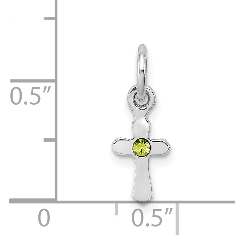 Sterling Silver RH Plated Child's Preciosca Crystal Aug Cross Pendant