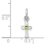 Sterling Silver RH Plated Child's Preciosca Crystal Aug Cross Pendant