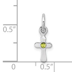Sterling Silver RH Plated Child's Preciosca Crystal Aug Cross Pendant