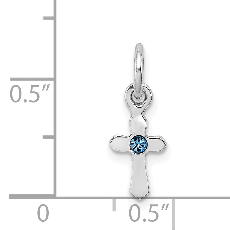 Sterling Silver RH Plated Child's Preciosca Crystal Dec Cross Pendant