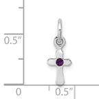 Sterling Silver RH Plated Child's Preciosca Crystal Feb Cross Pendant