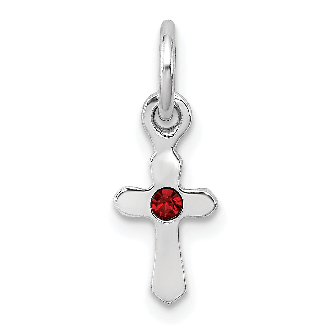 Sterling Silver RH-pltd Child's Jan Red Preciosca Crystal Cross Pendant