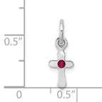 Sterling Silver RH Plated Child's Preciosca Crystal July Cross Pendant