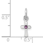 Sterling Silver RH Plated Child's Preciosca Crystal June Cross Pendant