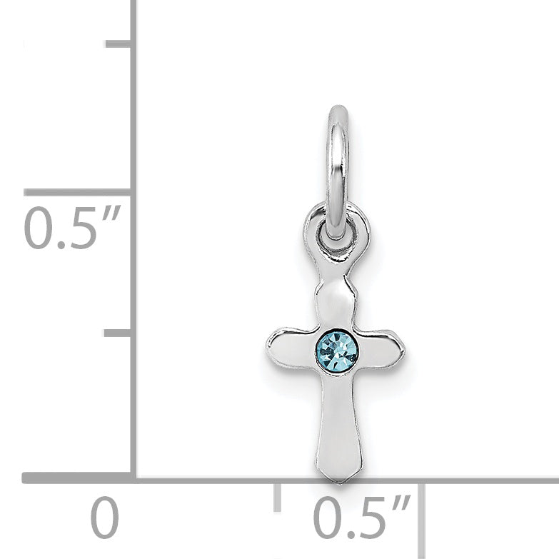 Sterling Silver RH Plated Child's Preciosca Crystal Mar Cross Pendant