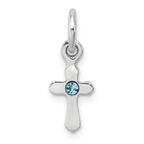 Sterling Silver RH-pltd Child's Mar Lt Blue Preciosca Crystal Cross Pendan