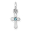 Sterling Silver RH-pltd Child's Mar Lt Blue Preciosca Crystal Cross Pendan