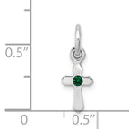 Sterling Silver RH Plated Child's Preciosca Crystal May Cross Pendant