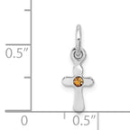 Sterling Silver RH Plated Child's Preciosca Crystal Nov Cross Pendant