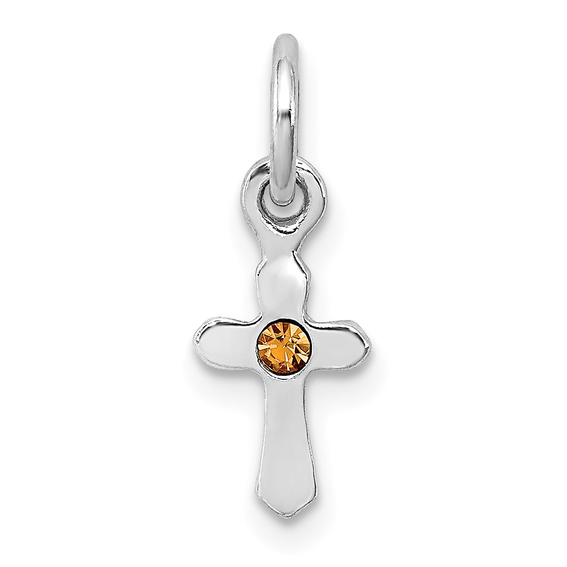 Sterling Silver RH-pltd Child's Nov Yellow Preciosca Crystal Cross Pendant Main image