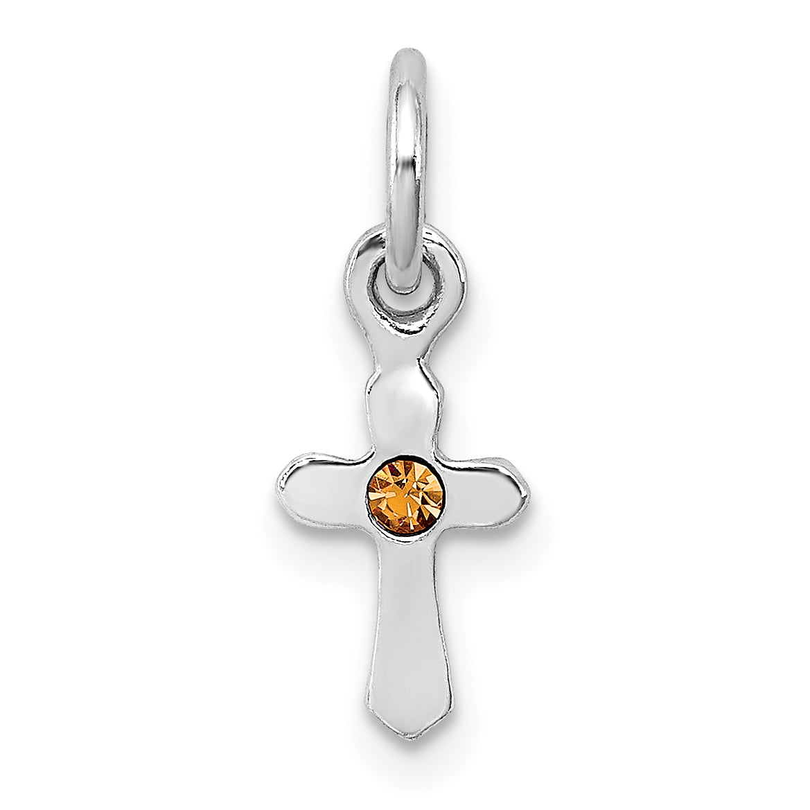 Sterling Silver RH-pltd Child's Nov Yellow Preciosca Crystal Cross Pendant
