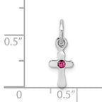 Sterling Silver RH Plated Child's Preciosca Crystal Oct Cross Pendant