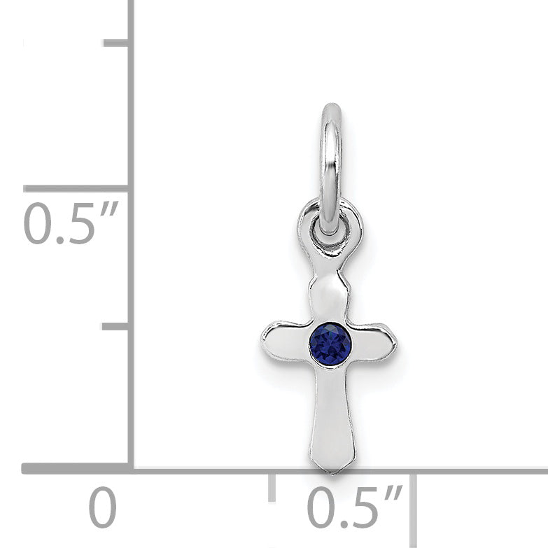 Sterling Silver RH Plated Child's Preciosca Crystal Sept Cross Pendant