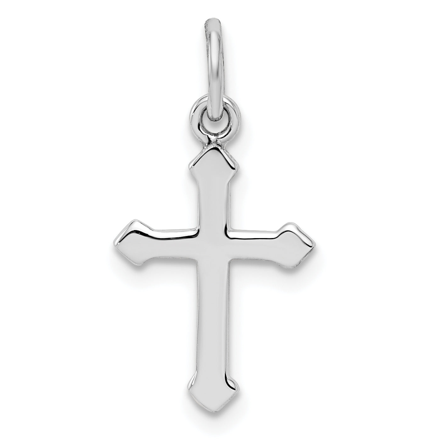 Sterling Silver RH Plated Child's Polished Cross Pendant Main image