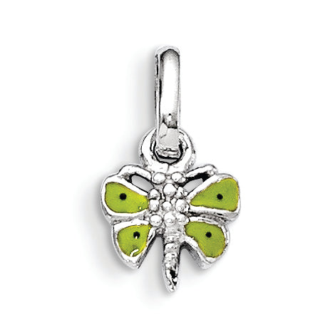 Sterling Silver RH Plated Child's Enameled Butterfly Pendant