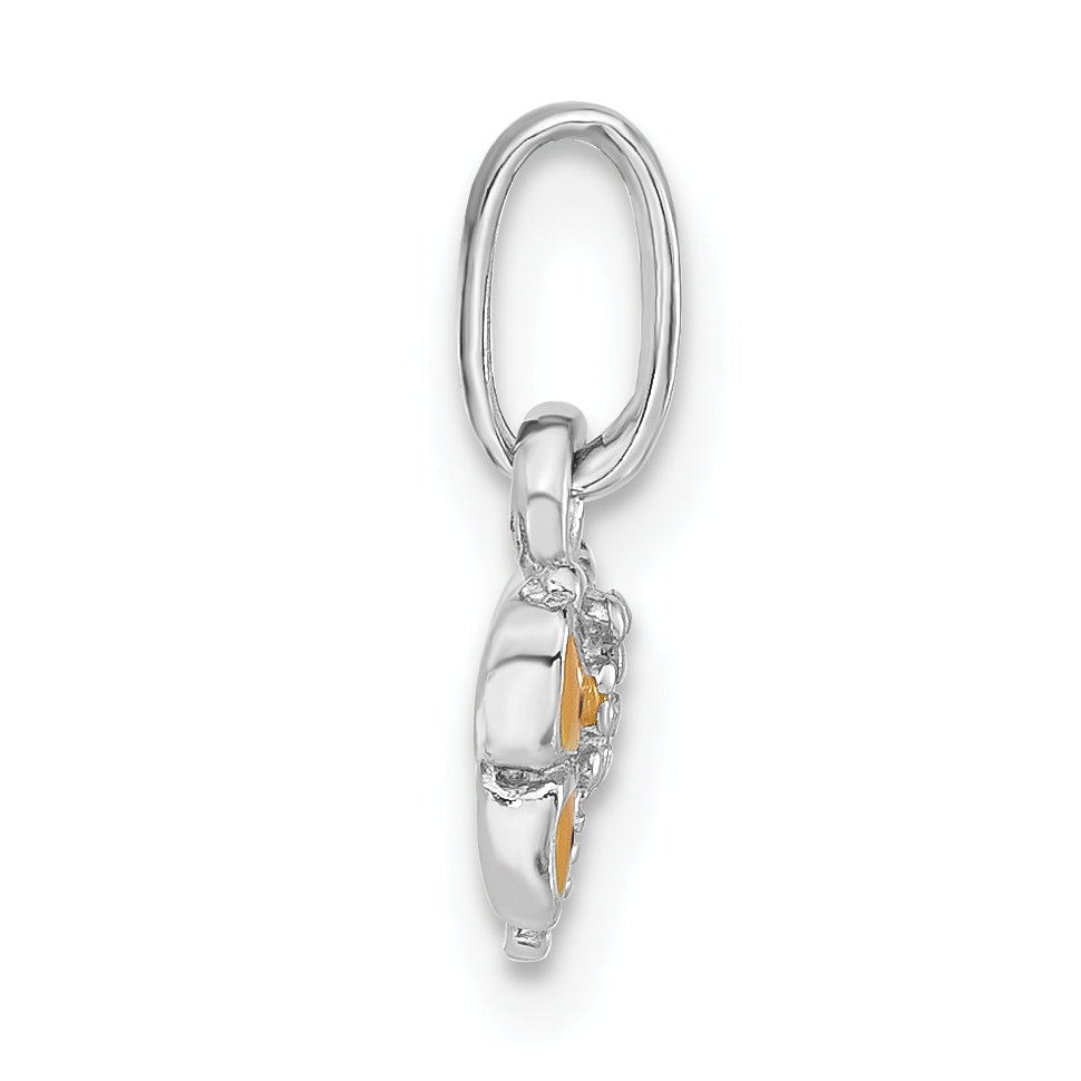 Sterling Silver RH Plated Child's Yellow Enameled Butterfly Pendant