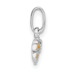 Sterling Silver RH Plated Child's Yellow Enameled Butterfly Pendant
