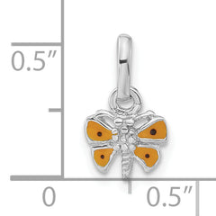 Sterling Silver RH Plated Child's Yellow Enameled Butterfly Pendant