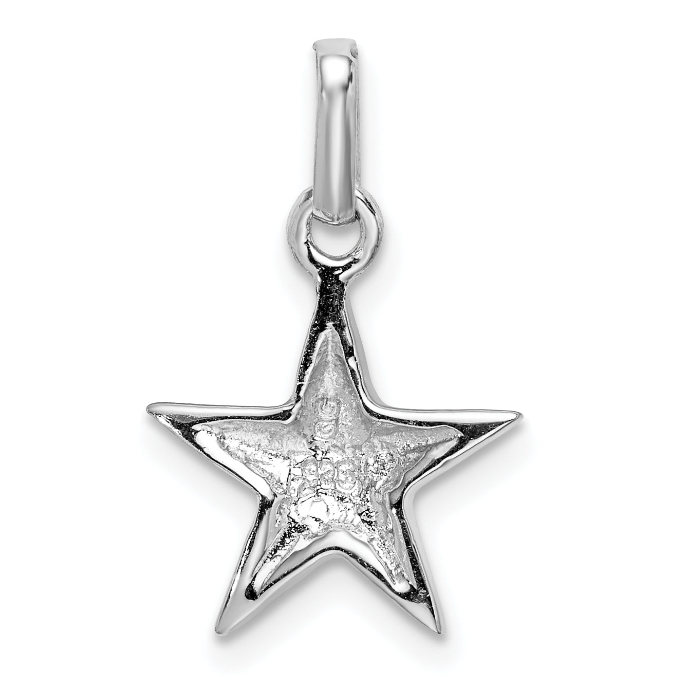 Sterling Silver RH Plated Child's Polished Star Pendant