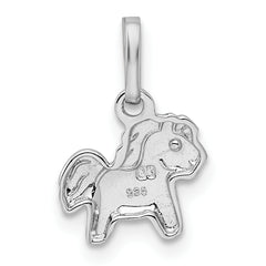 Sterling Silver RH Plated Child's Polished Pony Pendant