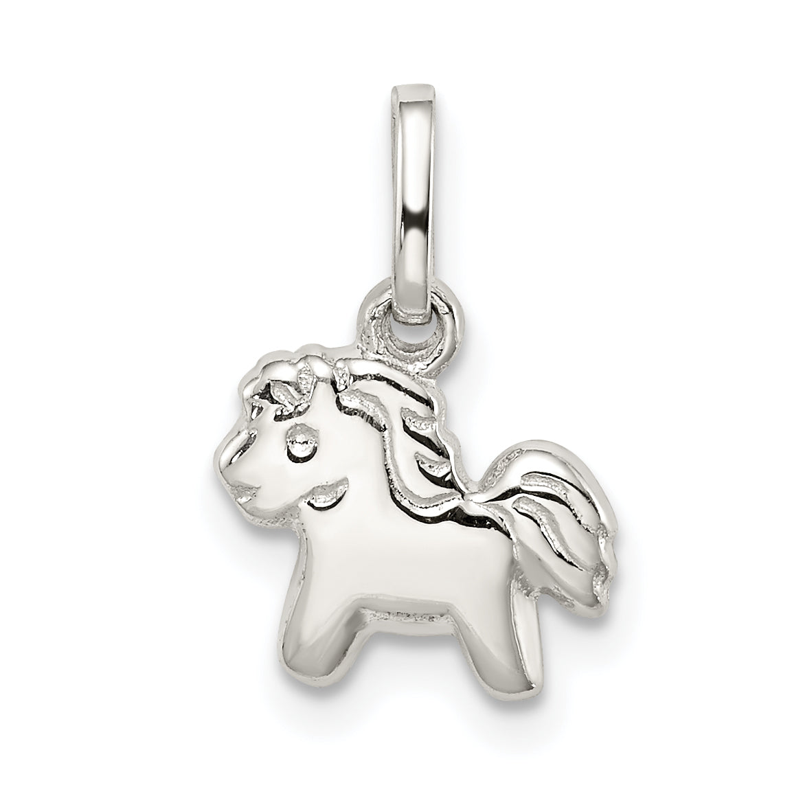 Sterling Silver Rhodium-plated Polished Pony Children's Pendant