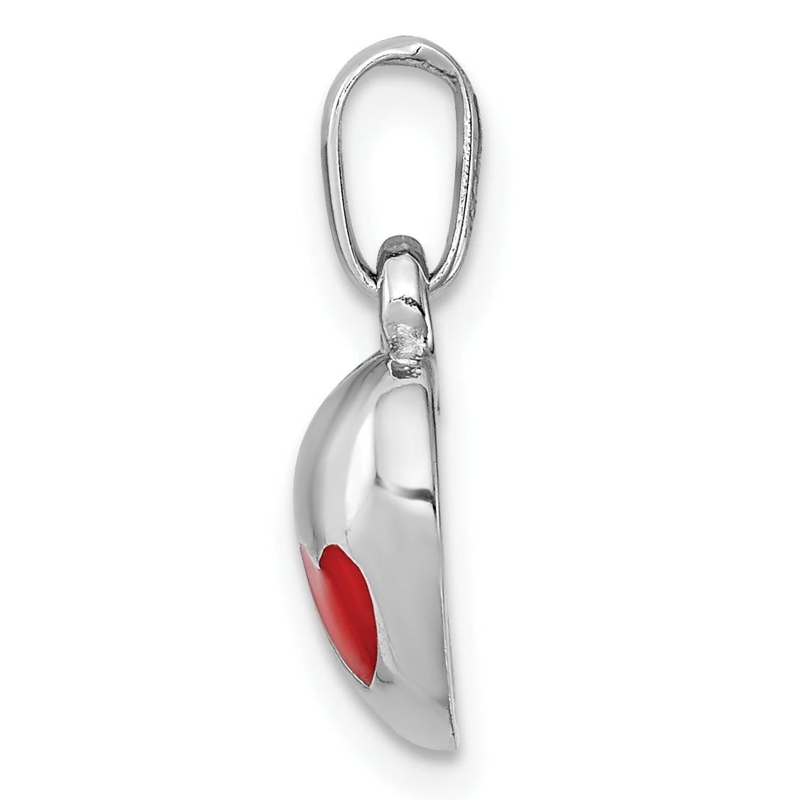 Sterling Silver RH Plated Child's Red Enameled Heart Pendant Secondary image