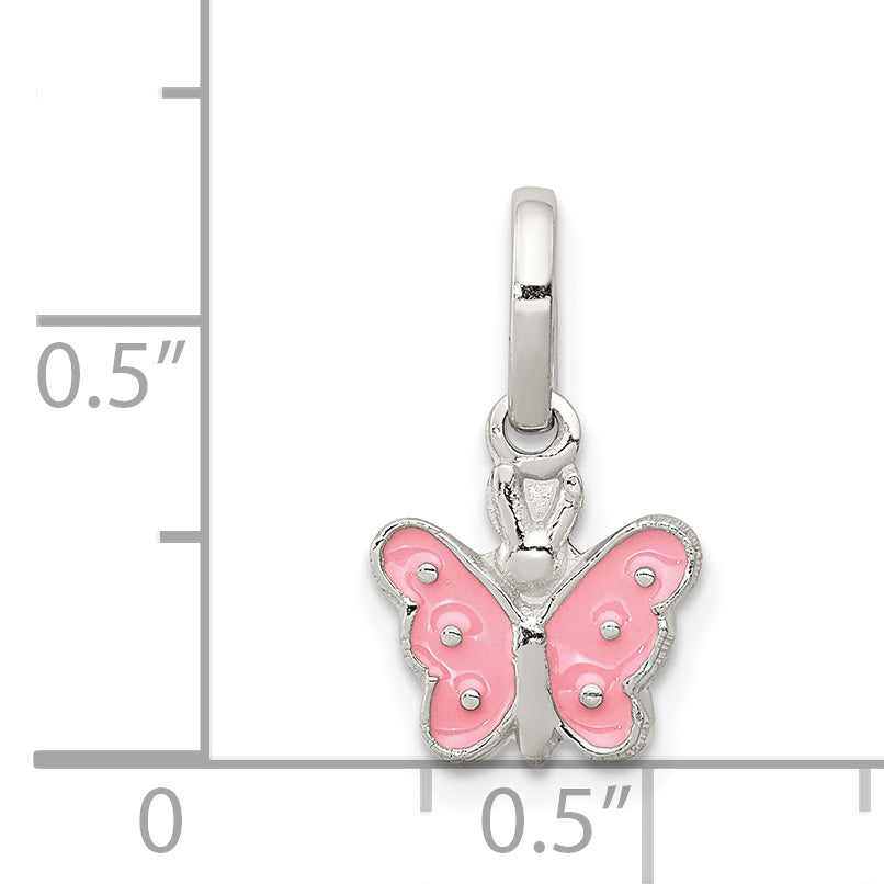 Sterling Silver RH Plated Child's Enameled Butterfly Pendant